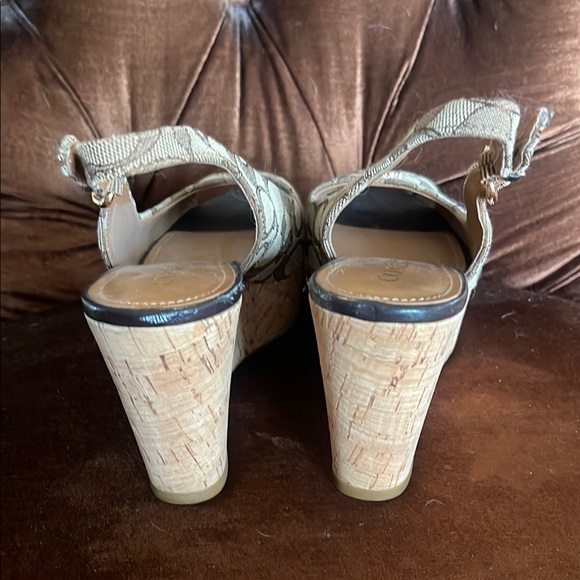 Coach Tan Wedge Slingback Shoes - Picture 3 of 5